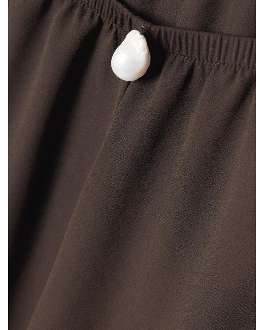 SARA CRISTINA Brown Playa Hose Mit Weitem Bein Aus Georgette Mit Perlen