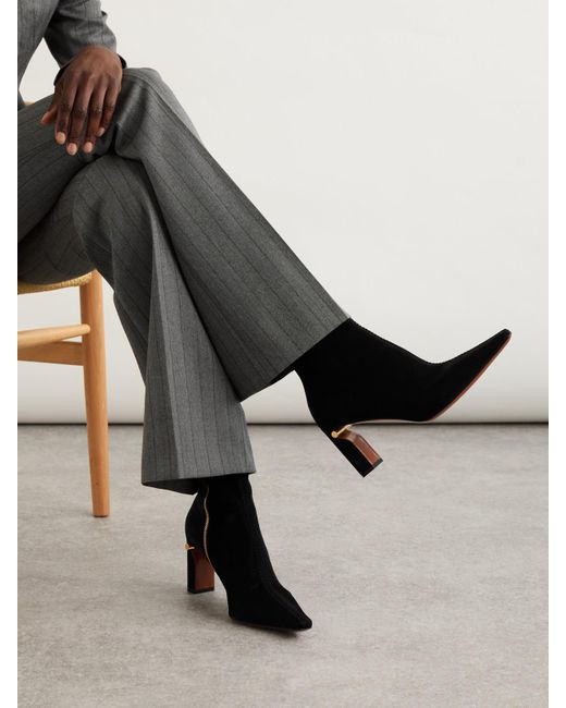 Alexander McQueen Black T-Bar Suede Ankle Boots