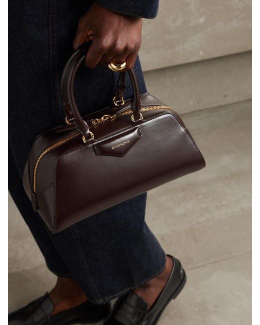Givenchy Brown Antigona East-West Small Glossed-Leather Tote