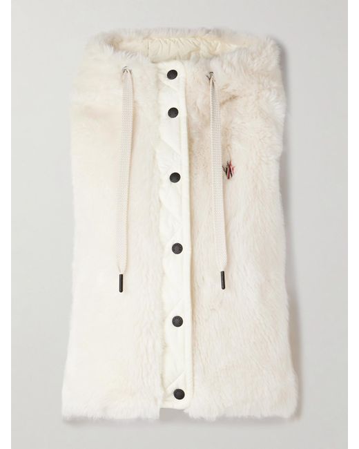 Moncler Natural Arve Hooded Plush And Quilted Shell Vest