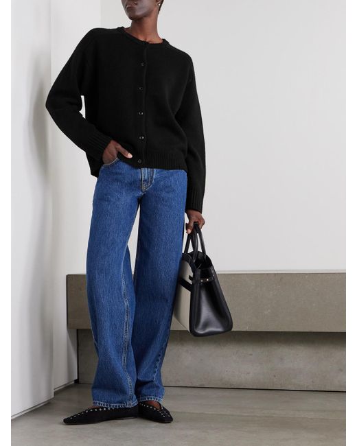 Loulou de Saison Black Aidar Merino Wool And Cashmere-Blend Cardigan
