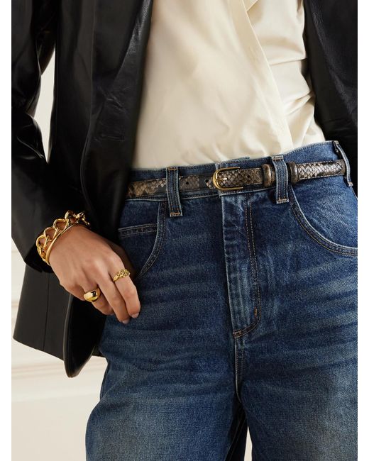 Nili Lotan Brown Jane Snake-Effect Leather Belt