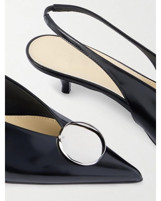 Proenza Schouler Natural Dome Slingback-Pumps Aus Leder Mit Verzierung
