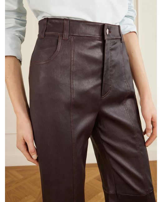 Stouls Brown Benny Leather Straight-Leg Pants