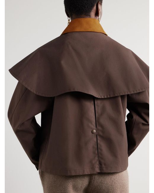 Altuzarra Brown Austen Jacke Aus Baumwoll-Canvas Mit Velourslederbesatz