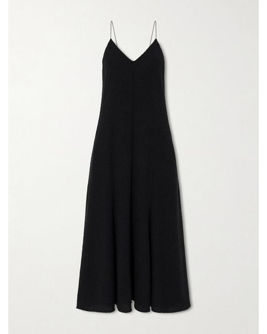 Khaite Black Iben Tulle-Trimmed Cotton-Blend Midi Dress