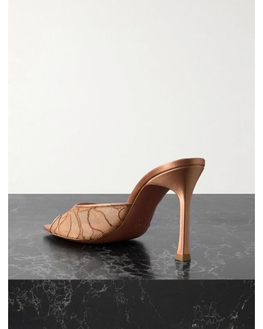 AMINA MUADDI Brown Alexa Satin And Corded-Lace Sandals