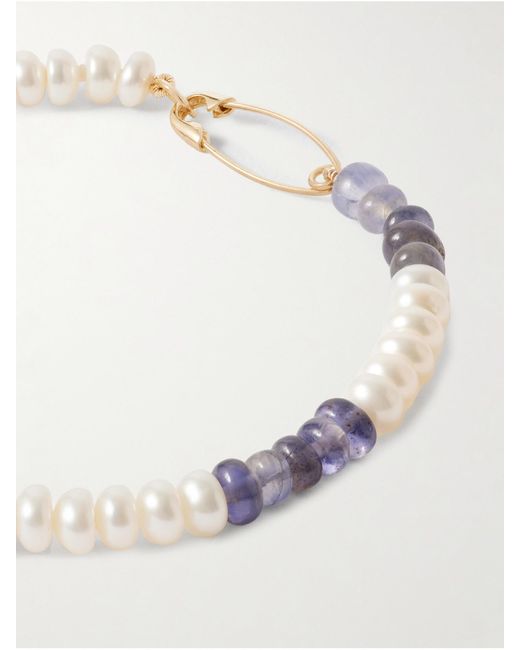 Loren Stewart Natural 14-Karat, Iolite And Pearl Bracelet