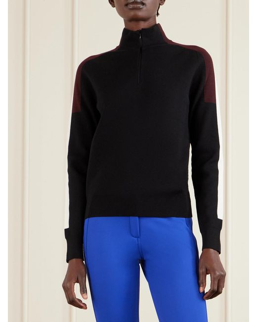 Aztech Mountain Black Caroline Color-Block Wool-Blend Sweater
