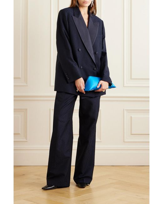 Etro Blue Double-Breasted Cotton And Wool-Blend Jacquard Blazer