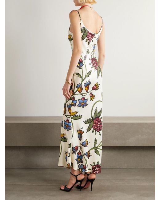 S.S.Daley White Willow Floral-Print Silk-Twill Maxi Dress