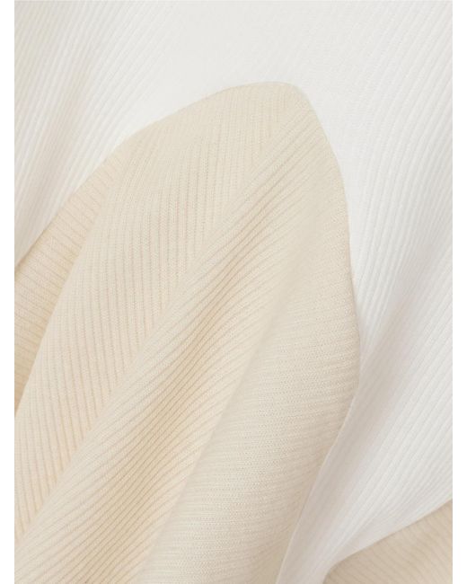 Conner Ives Natural Layered Ribbed Cotton Turtleneck Top