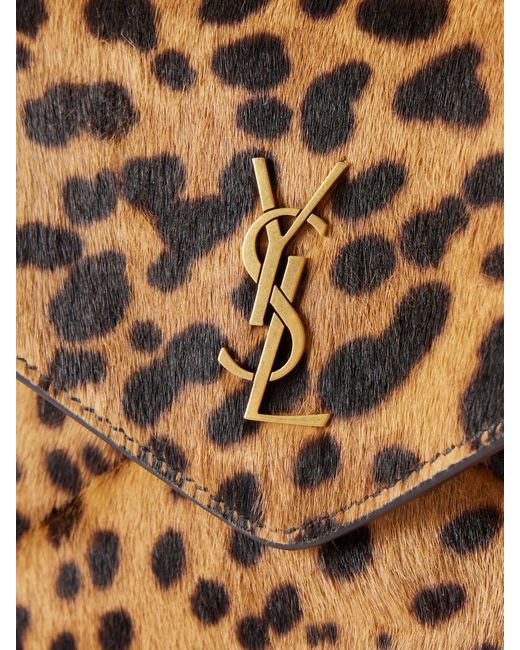 Saint Laurent Natural Cassandre Animal-Print Calf Hair Shoulder Bag