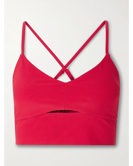 Alo Yoga Pink Alosoft Highlight Cutout Stretch Sports Bra