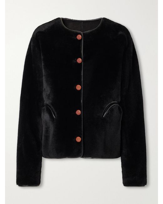 Blazé Milano Black Tatoosh Leather-Trimmed Shearling Jacket