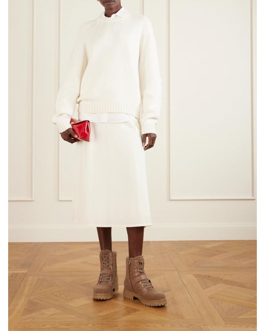 Gianvito Rossi Brown 20 Buckled Leather-Trimmed Shearling Ankle Boots
