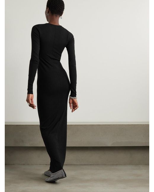 ÉTERNE Black Maxikleid Aus Geripptem Stretch-Jersey