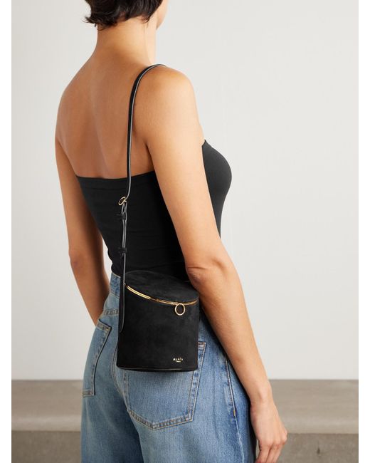 Sac Porté Épaule En Daim La Canette Small Alaïa en coloris Black