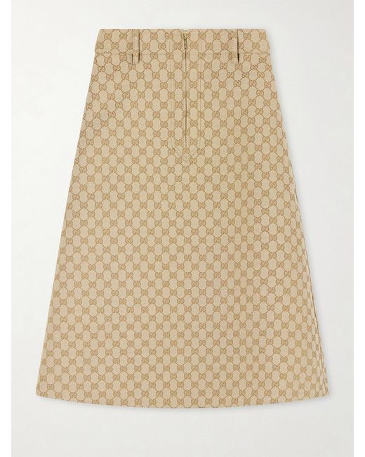 Gucci Natural Canvas-Jacquard Skirt