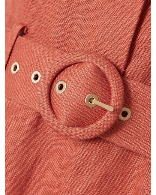 Zimmermann Red Awaken Belted Linen Playsuit