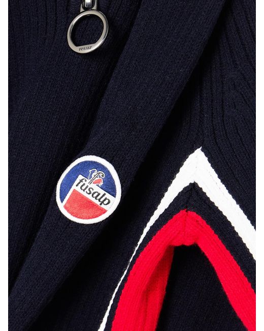 Fusalp Blue Deltanao Striped Ribbed-Knit Half-Zip Sweater