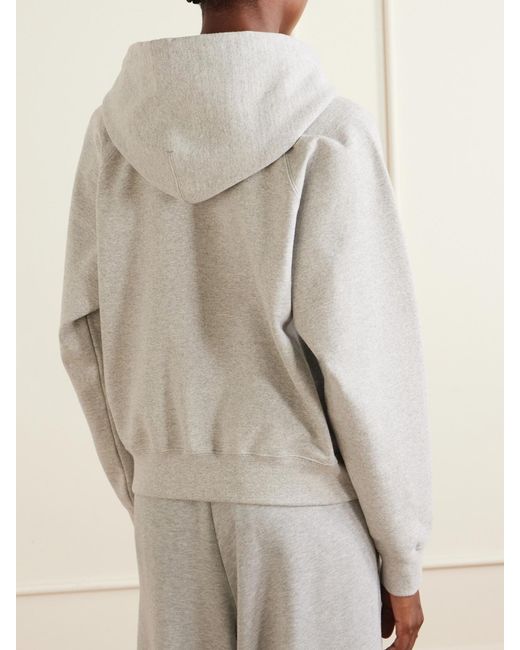 Jil Sander Gray Cropped Cotton-Jersey Hoodie