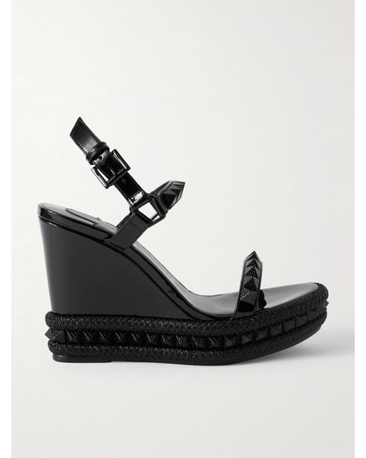 Christian Louboutin Black Pyraclou 110 Wedges Aus Leder Mit Nieten