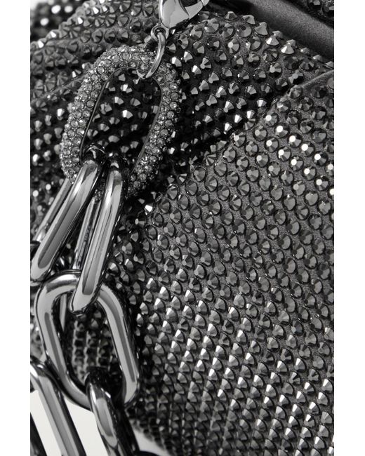 Judith Leiber Gemma Crystal-embellished Satin Clutch in Black | Lyst