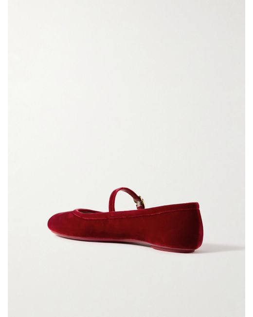 Gianvito Rossi Red Carla Velvet Mary Jane Ballet Flats