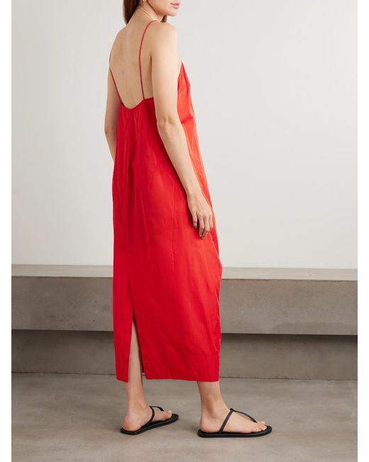 St. Agni Red Recycled-Taffeta Midi Dress