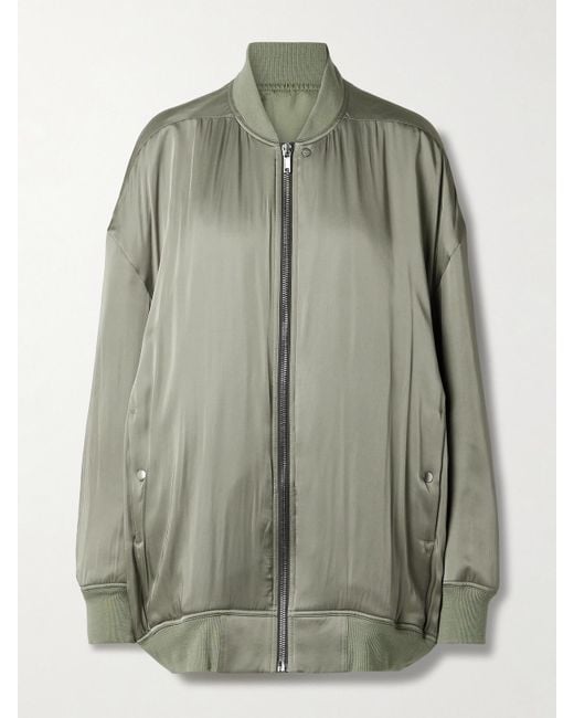 Rick Owens Green Peter Oversized Padded Satin Jacket