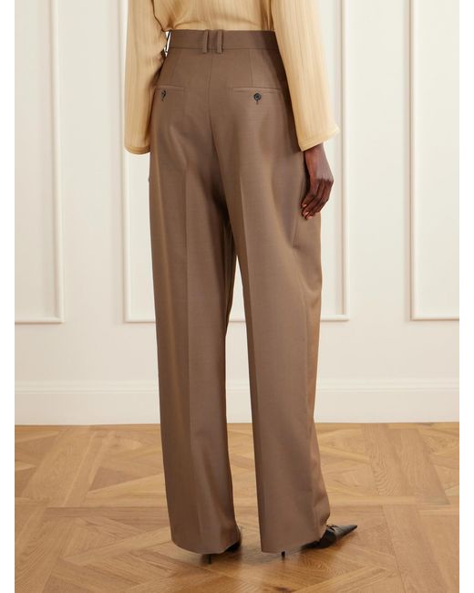 Saint Laurent Natural Straight-Leg Wool-Blend Pants