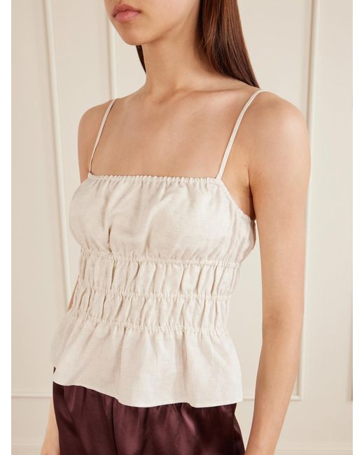 Staud Natural Ayla Ruffled Linen Tank