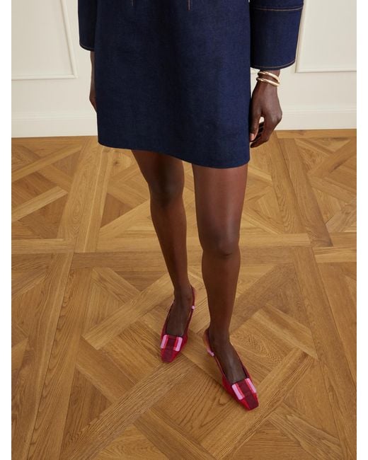 Roger Vivier Red Belle Vivier 45 Color-Block Suede Slingback Pumps