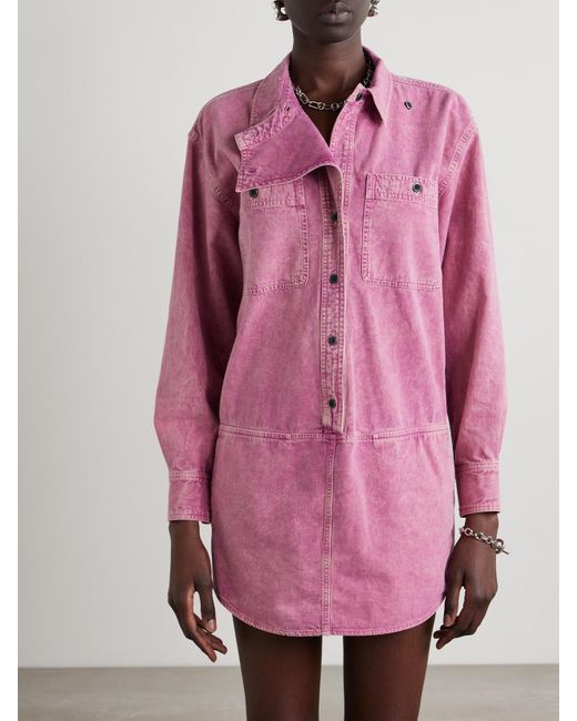 Isabel Marant Pink Ilaya Paneled Denim Mini Dress