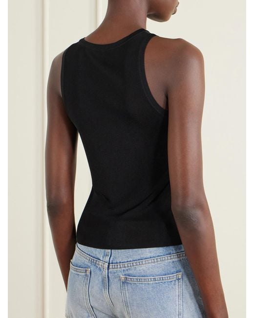 Saint Laurent Black Ribbed-Knit Tank
