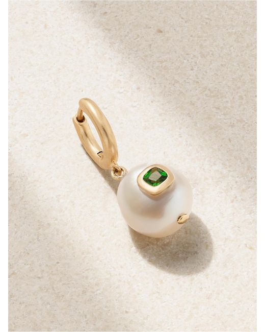 Pascale Monvoisin Natural Eddie 9-Karat, Pearl And Diopside Single Hoop Earring