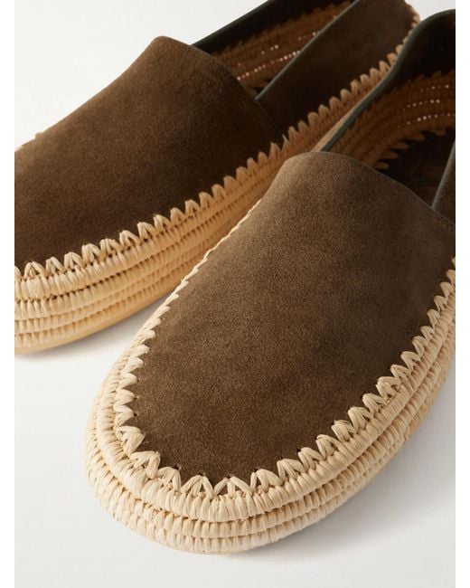 Loewe White Paula's Ibiza Rio Suede And Raffia Espadrilles