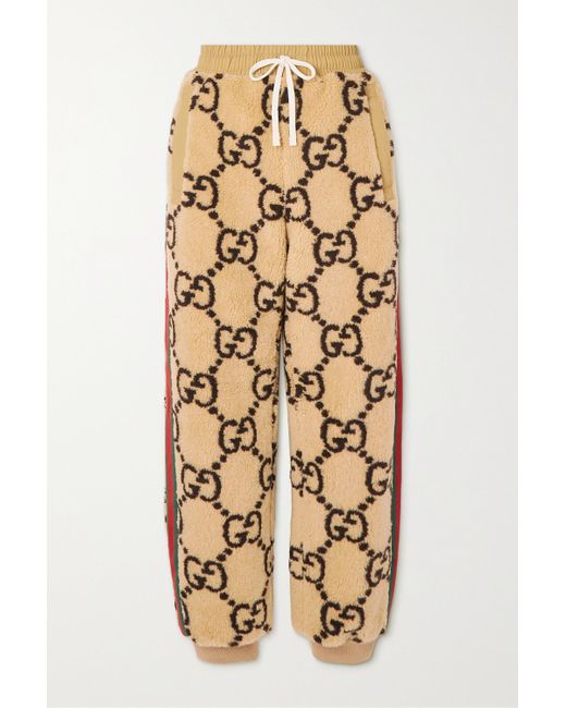 Gucci Metallic Webbing-trimmed Wool-blend Jacquard Track Pants
