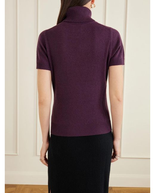 Allude Purple Cashmere Turtleneck Sweater