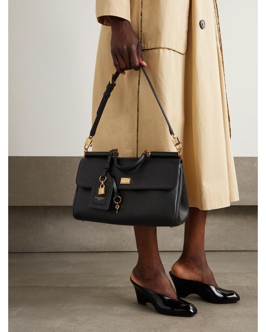 Dolce & Gabbana Black Sicily Schultertasche Aus Leder