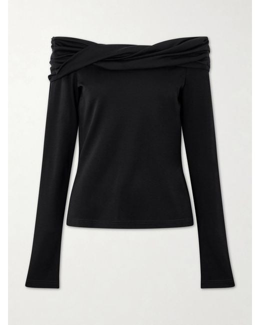 Max Mara Black Off-The-Shoulder Wool Top