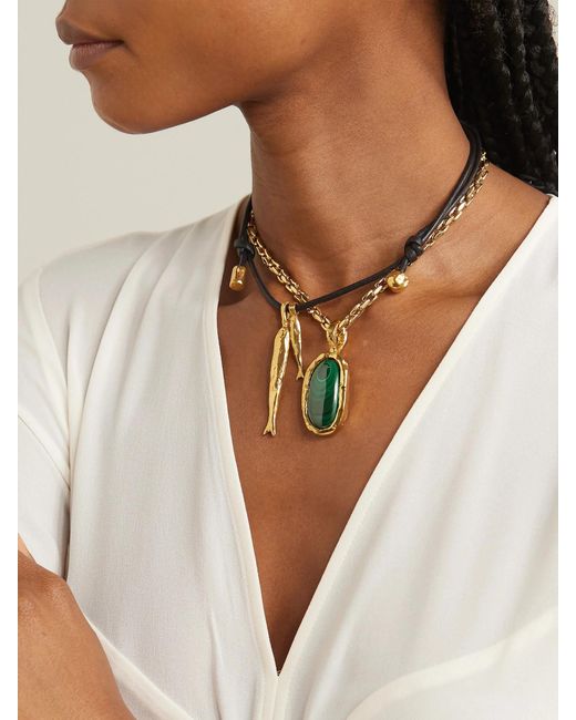 Alighieri Natural Net Sustain Gone Fishing-Plated Cord Necklace