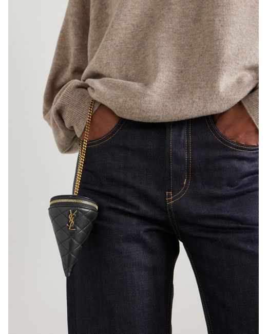 Saint Laurent Black Beutel Aus Gestepptem Leder Mit Verzierung