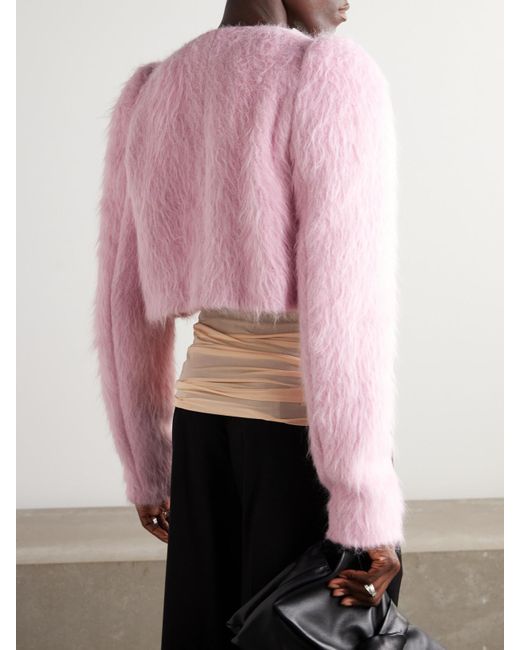 Dries Van Noten Pink Cropped Brushed Wool-Blend Jacket
