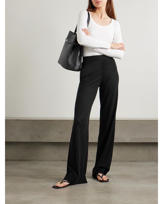 Totême  Black Hose Mit Weitem Bein Aus Strick