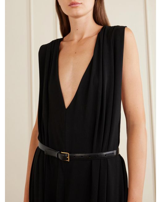 Loewe Black Draped Jersey Midi Dress