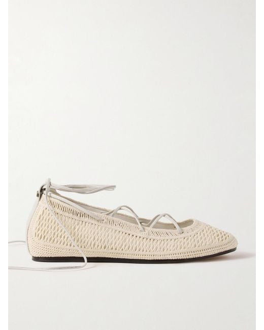 Isabel Marant Natural Belna Leather-Trimmed Crocheted Ballet Flats