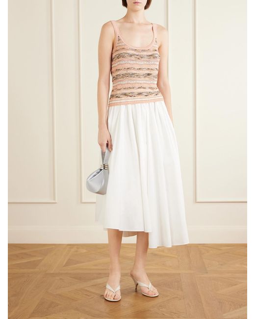 Ulla Johnson Natural Clotilde Striped Pointelle-Knit Tank