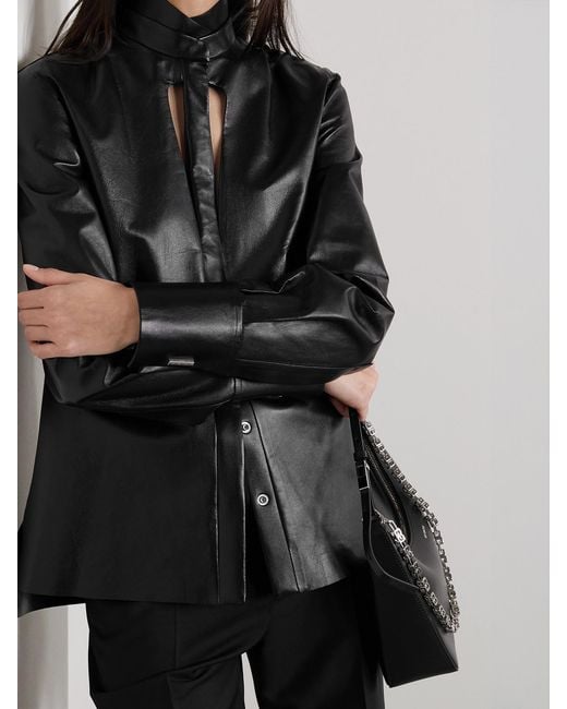 Givenchy Black Cutout Leather Blouse